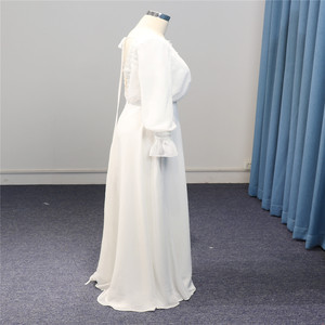 Abito <span class=keywords><strong>da</strong></span> <span class=keywords><strong>sposa</strong></span> manica lunga abito <span class=keywords><strong>da</strong></span> <span class=keywords><strong>sposa</strong></span> <span class=keywords><strong>bianco</strong></span> con stampa floreale volant abiti <span class=keywords><strong>da</strong></span> <span class=keywords><strong>sposa</strong></span> - Product Image 5