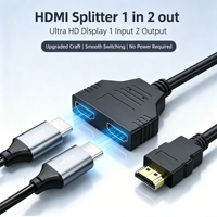 Commutateur vidéo 1080P 1x2 plaqué or à double sortie pour ordinateur, home cinéma, PS5, moniteur, projecteur, TV