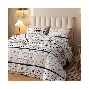 Folkloric Art Pattern Bedding Sets Queen Comforter Set with Soft Microfiber Fill Bedding1 Comforter 2 Pillowcases White Comfort