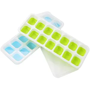 Kitchen Accessories Stackable Ice Trays 2 Packs Spill-Resistant Lids Silicone Ice Cube Mold