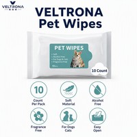 Lingettes pour animaux de compagnie VELTRONA pour chats, douces, sans alcool, parfum fruité, non tissées, formule douce, nettoyage en profondeur, 10 pièces