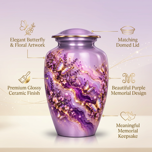 Urne funéraire personnalisée de style américain pour cendres humaines, 200 pouces cubes, pour adulte, commémorative, avec motif floral et papillon, vente en gros - Product Image 4