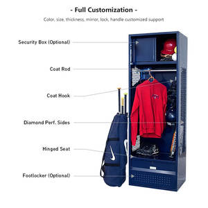Personnalisé sport vente rouge banc armoire cage stockage club joueurs métal acier football vestiaire - Product Image 2