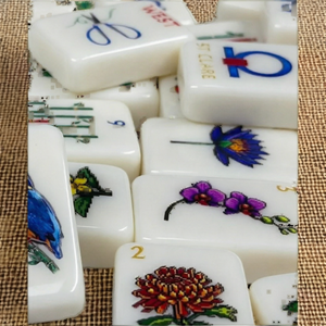 Fournisseur d'usine – Nouveau jeu de mahjong américain moderne et portable en acrylique massif, avec broderie personnalisée motif scarabée floral et joker - Product Image 2