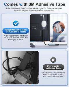 อะแดปเตอร์ OEM USB C เป็นอีเธอร์เน็ตสำหรับ <span class=keywords><strong>Chromecast</strong></span> with <span class=keywords><strong>Google</strong></span> TV 1000/100 Mbps Gigabit RJ45 พร้อมพอร์ตชาร์จ USB C PD สำหรับ HD/4K - Product Image 4