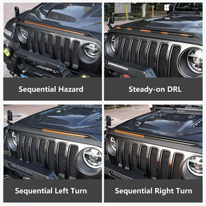 Nuevas Luces LED Secuenciales Ámbar para Señal de Giro, 4x4, para Jeep Wrangler JK JL JT 2007-2026, Protector de Capó Delantero - Product Image 2