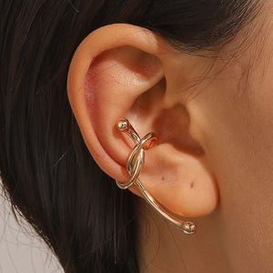 Pendientes de Oreja Geométricos Minimalistas de Aleación, Diseño Creativo Vintage, Clip de Oreja Sin Perforación, Joyería Retro para Mujer - Product Image 2