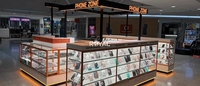 Kiosque de réparation de téléphone Étagères en verre pour comptoir Slatwall Blanc Noir et Orange Mall Accessoires de téléphone portable Kiosque