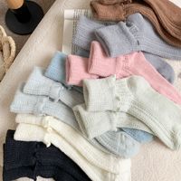 Chaussettes en coton mi-mollet pour femmes, automne et hiver - Couleur unie - Haute qualité pour la protection contre le froid et la chaleur