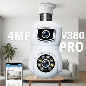 Caméra ampoule V380 à double objectif avec capteur CMOS, surveillance domestique WiFi, caméra de sécurité extérieure sans fil HD double vue avec stockage cloud - Product Image 1