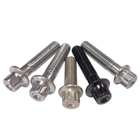 Tornillo hexagonal de cabeza de brida de 12 puntos M8, rosca UNF Clase 8, titanio puro pulido, fijación para automoción y motocicleta Hongyan