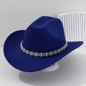 <span class=keywords><strong>Sombrero</strong></span> <span class=keywords><strong>Vaquero</strong></span> Occidental de Fieltro de Fábrica con Banda de Joyería de Diamantes de Imitación, <span class=keywords><strong>Colores</strong></span> Sólidos, <span class=keywords><strong>Sombrero</strong></span> de Invierno para Mujer, <span class=keywords><strong>Sombrero</strong></span> de Novia - Product Image 4