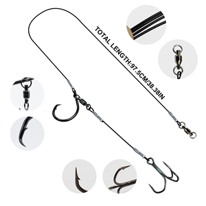 OEM ODM 1PC Biển Câu Cá Sống Mồi Giàn Với 7-Sợi Dây Thép Dày Mustad Vòng Tròn Móc Và Móc Treble Xoay Câu Cá Giải Quyết - Product Image 4