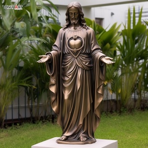 Décor religieux géant extérieur personnalisé en laiton Christus église rédempteur Statue grandeur nature catholique sacré-coeur jésus Statue en bronze - Product Image 4