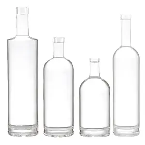 Rich Factory Custom Design Clear Empty 750ml 500ml Vodka Liquor Gin Glass Bottle