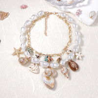 Ensemble de colliers à pendentif en coquille de conque en alliage de céramique imitation baroque pour femmes pour fêtes, fiançailles et anniversaires