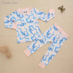 Nouveau design OEM de pyjama pour bébé en bambou à manches longues et col rond, vêtements pour enfants, ensembles de vêtements pour nouveau-né