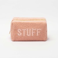 Trousses de Maquillage Préppy avec Patchs Lettres, Couleurs Rose Beige, Pochettes Cosmétiques en Peluche Douce de Noël avec Fermeture Éclair, Accessoires pour Cheveux pour Femmes