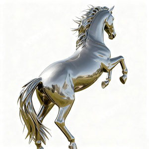 Escultura de Caballo Galopante Realista en Acero Inoxidable Pulido con Acabado Espejo, para Hotel de Lujo, Tamaño Personalizado - Product Image 3