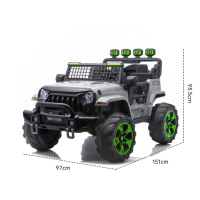 Voiture électrique tout-terrain à quatre roues pour enfants avec double siège, télécommande, et fonction poussette parent-enfant, alimentée par batterie