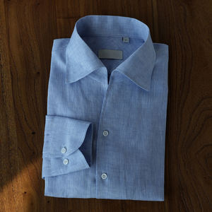 Camisas de Trabalho Masculinas OEM de Alta Qualidade em Linho Respirável para a Primavera, Colarinho Pontiagudo, Business Casual para Banquete, Casamento, Formatura, Antirrugas - Product Image 1