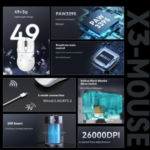Tấn công cá mập X3 nhẹ paw3395 chuột không dây chơi game thể thao điện tử Ba chế độ với theo dõi laser - Product Image 3