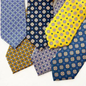 Nouveau personnalisé imprimé main cravate spot affaires polyester soie haute qualité diamant vérifier hommes cravate cadeaux de mode