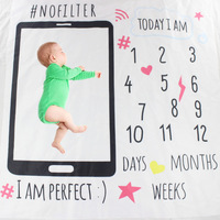 Conception personnalisée Couverture d'étape mensuelle pour bébé Calendrier de première année Tableau de croissance mensuel