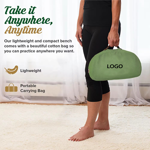 Banc de méditation pliable en bois, petit tabouret de méditation en bambou, chaise à genoux avec coussin extra épais et confortable - Product Image 6