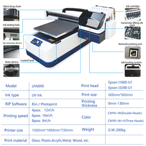 Chất lượng cao 6090 phẳng máy in UV impresora UV 3PC i3200 đầu in cho PVC Glass trường hợp điện thoại da tường Giấy in ấn - Product Image 2