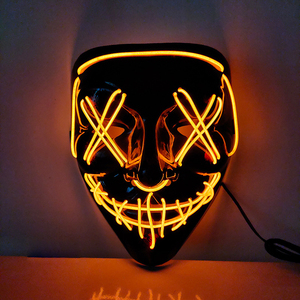 Masque d'Halloween effrayant au design nouveau de Nicro, masque facial en forme de V sanguin, lumineux au néon, qui brille dans le noir, masque de fête à lumière froide LED - Product Image 3