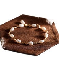 Bracelet de mariée en argent avec perles délicates, bracelet minimaliste, cadeau pour demoiselle d'honneur, bijoux de mariage, bracelet perlé avec perles blanches