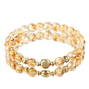 Herbst Neuheit 6mm Gelbes Pagoden-Kristall-Design <span class=keywords><strong>Gold</strong></span> Damen Fünf-Sutra-Mantra Glücksarmband Schmuck Großhandel - Product Image 1
