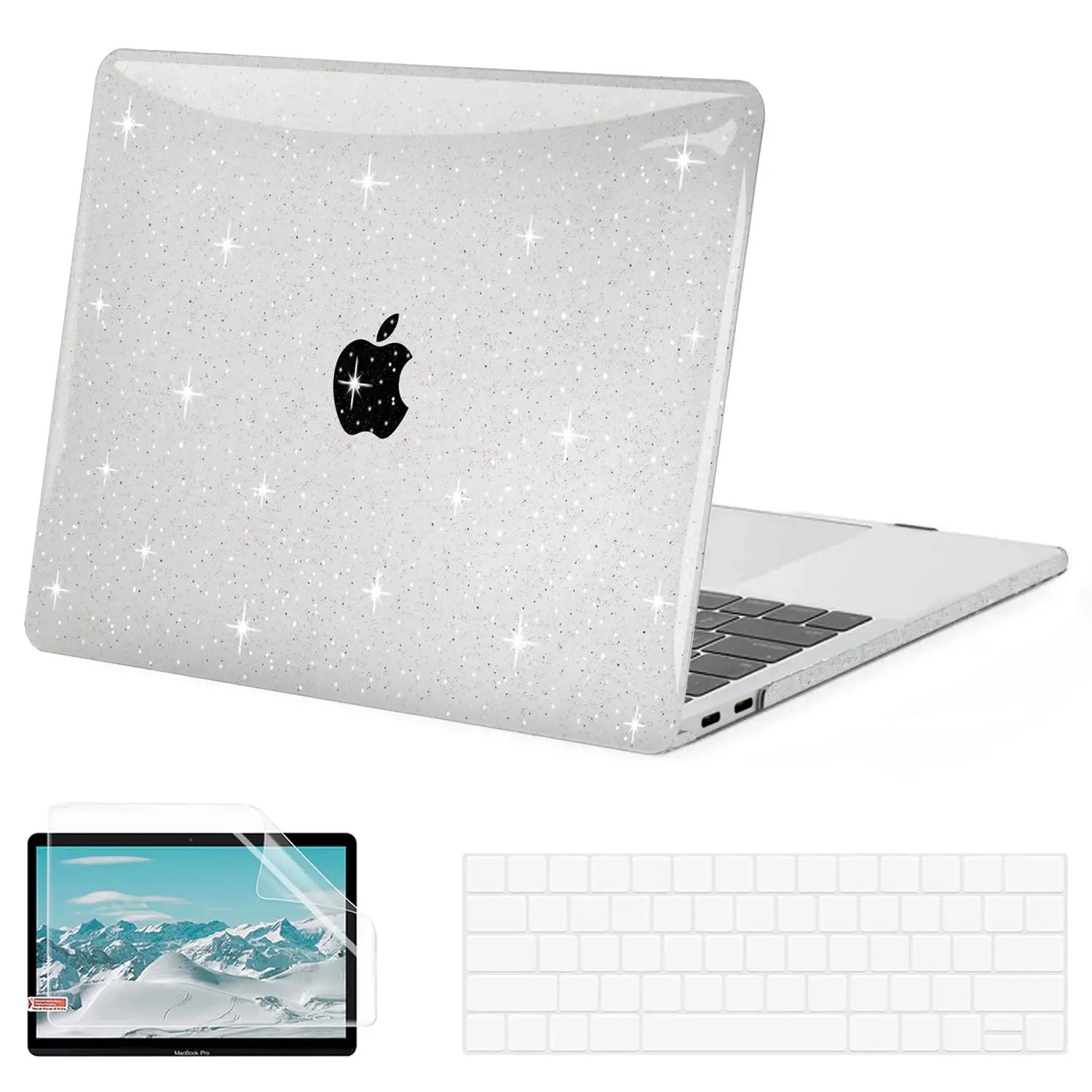 2022 Hot-selling for MacBook Air 13 Inch Cases Release Touch Clear Glitter Hard Shell Case 2 Keyboard Covers Screen Protector