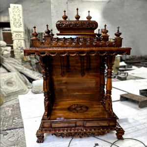South Indian Teak Wood Modern <b>Mandir</b> Pooja Ghar with Foldable Design and Storage Space-Durable & Waterproof Home Furniture USA - Product Image 1