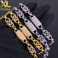 Brazalete de Aleación de Cobre con Trébol de Cuatro Hojas, Estilo Europeo Americano, con Incrustaciones de Diamantes, Tendencia Hip-Hop, Unisex