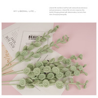 Feuilles d'olivier faites à la main Fleurs artificielles en tricot Feuilles d'eucalyptus au crochet Fleurs au crochet