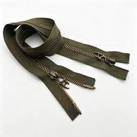 Fermetures éclair métalliques personnalisées à verrouillage automatique, à double tirette, à extrémité ouverte, avec tirette pour vestes, sacs et vêtements
