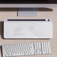 Tablero de vidrio de venta superior, tablero de vidrio organizador de escritorio, tablero blanco de borrado en seco de escritorio, Bloc de notas de computadora con superficie de escritura de vidrio