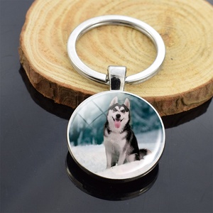 Animals Key Chains Jewelry Siberian Husky Double Side Keychain <strong>Dog</strong> Photo Glass Cabochon <strong>Keyring</strong> - Product Image 3