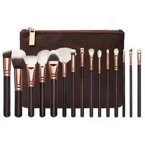 Fabriekslevering 15 Stuks Klassieke Cosmetica Make-Up Borstel High Tech Kwaliteit Veganistische Synthetische Make-Up Borstels Black Dropshipping