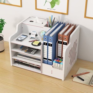 Organizador de Escritorio de Madera Multifuncional con Portapañuelos y Portaplumas, Estante de Almacenamiento de Escritorio de 4 Niveles para Oficina en Casa <span class=keywords><strong>WFH</strong></span> - Product Image 4