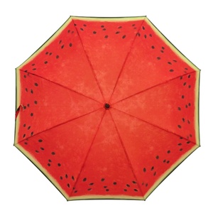 Traditional J Shape Handle Manual Open Strong Windproof 23 Inch Straight Rain <b>Umbrella</b> with Pongee Fabric and Watermelon Pattern - Product Image 6