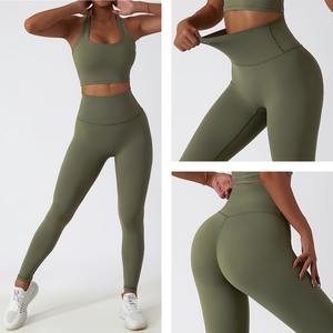 YISHENHON personalizzato Logo tinta unita Gym Fitness Yoga <span class=keywords><strong>Leggings</strong></span> per donne vendita calda di alta qualità ad asciugatura rapida donna Sport <span class=keywords><strong>Leggings</strong></span> - Product Image 5