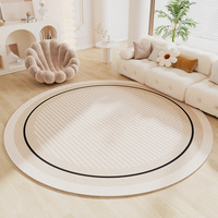 Tapis rond abstrait, tapis décoratif pour le sol, tapis circulaires, tapis antidérapant rayé, tapis beige pour le salon