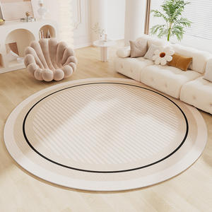 Tappeto Rotondo Astratto, Tappeto Decorativo Circolare, Tappetino Antiscivolo a Strisce, <span class=keywords><strong>Tappeti</strong></span> Beige per Soggiorno - Product Image 2