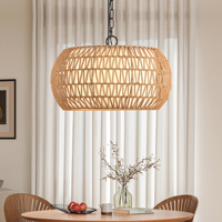 Luminaire suspendu de style farmhouse de 18 pouces avec hauteur réglable, luminaire suspendu en corde de jute tressée de style bohème (ampoule non incluse)