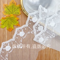 Dentelle à bordure, Prêt à expédier, Accessoires originaux en soie de lait soluble dans l'eau brodés de roses, Garnitures pour vêtements, Dentelle en maille, Fabricant