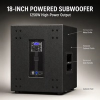 Subwoofer Aktif Pabrik 18" 1250W Kabinet Bass Bertenaga Kayu Subwoofer PA untuk Audio Panggung Konser Luar Ruangan