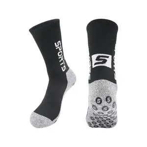 Осенние мужские дышащие носки с ручками под заказ, футбольные высококачественные зимние женские детские Нескользящие футбольные носки